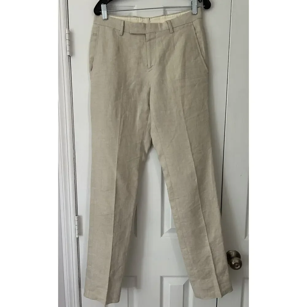 Men’s Billy Reid Dress Pants Size 30 (31x33) Herringbone Cotton Ecru Off White